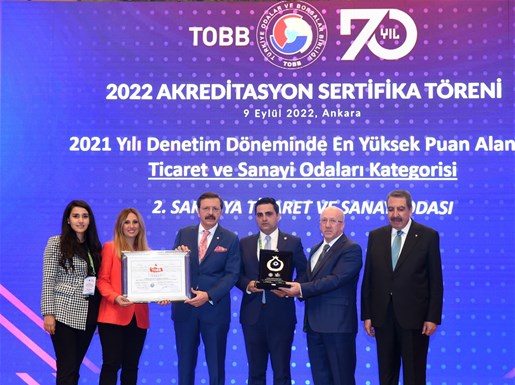 SATSO'ya, TOBB Akreditasyon Sertifika Töreni'nde “A Sınıf Mükemmel Oda” ödülü