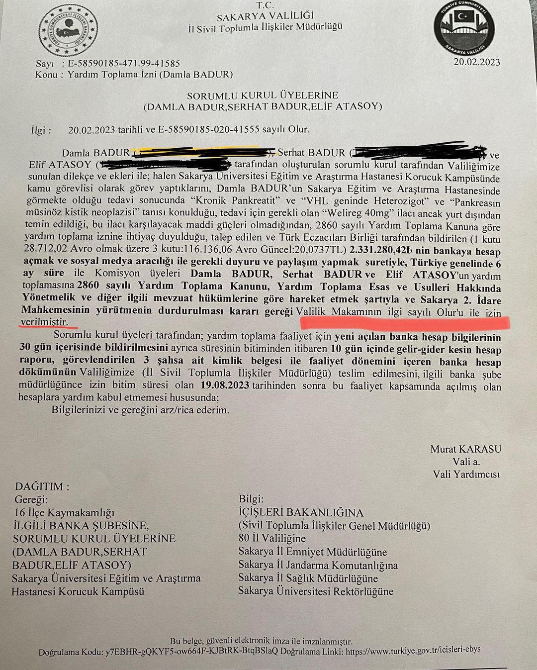 Damla hemşire için valilik onaylı kampanya