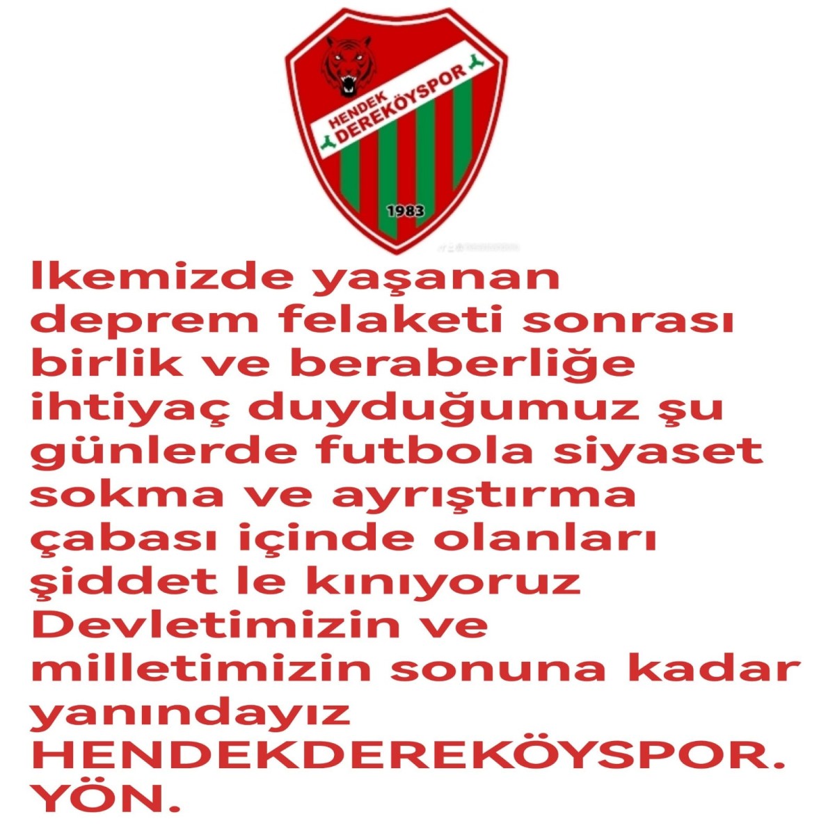 DEREKÖYSPOR'DAN FUTBOLA SİYASET KARIŞTIRANLARA SERT TEPKİ