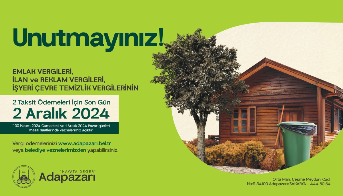 Adapazarı’nda Vergi Hatırlatması: Son Gün 2 Aralık