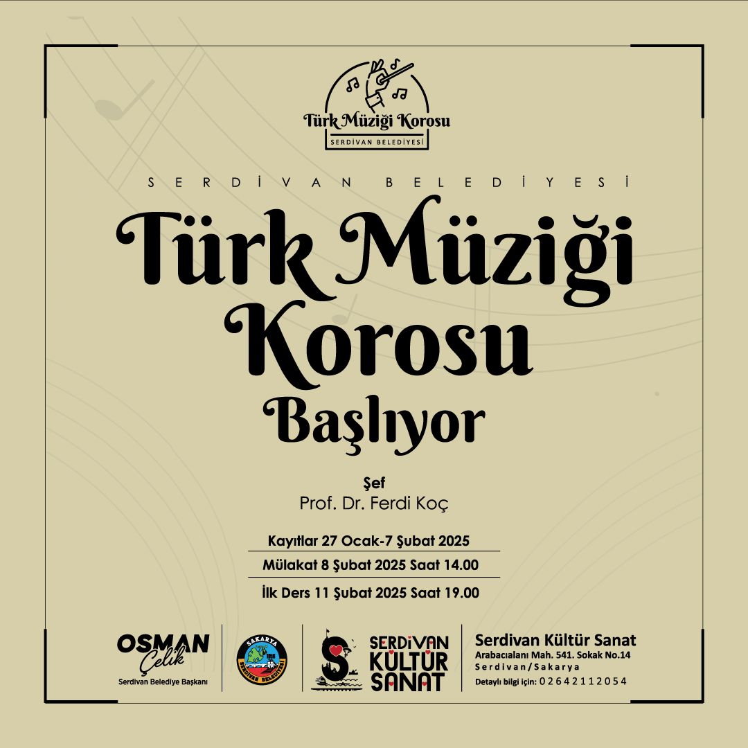 Serdivan Belediyesi’nden Türk Müziği Tutkunlarına Özel Koro
