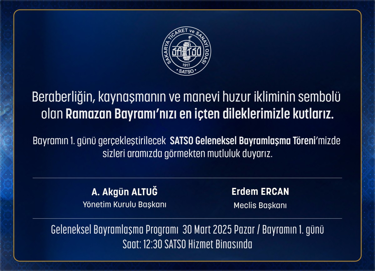 SATSO Geleneksel Bayramlaşma Töreni 30 Mart Pazar Günü Gerçekleştirilecek