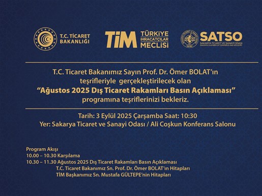 Ağustos Ayı Dış Ticaret Rakamlarını SATSO'da Açıklayacak 